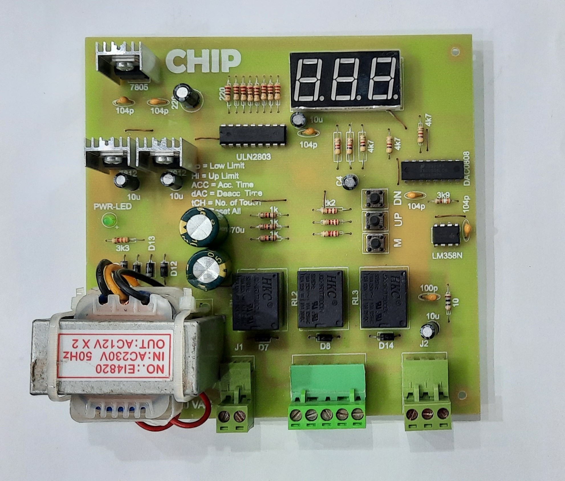 Push Button Up-down VFD Motor Inverter Speed Control Reference Card